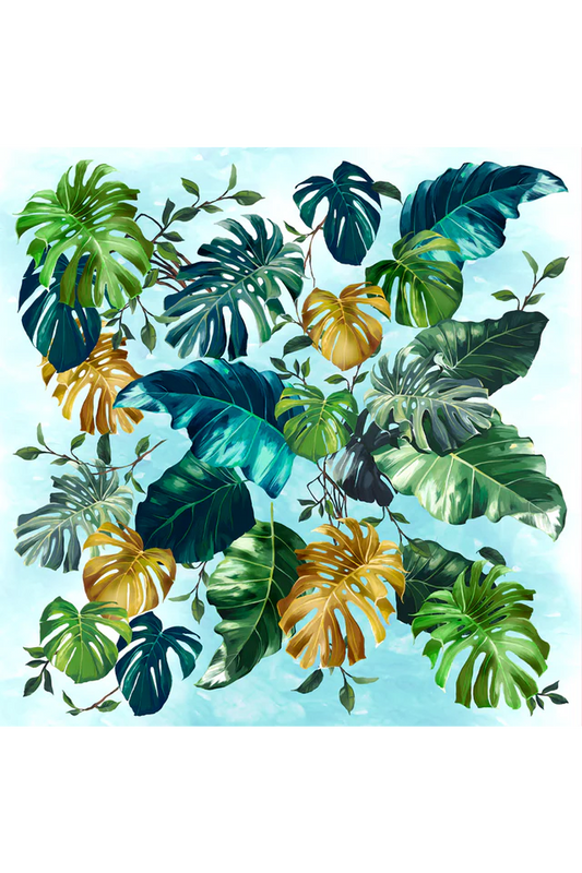Lenço Folhagem Amazônia em cetim de poliéster | 70x70cm