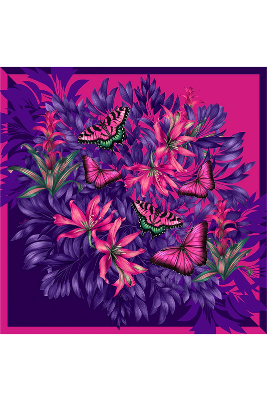 Lenço Pink Purple em cetim de poliéster | 70x70cm