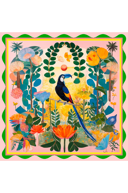 Lenço Canto da Natureza em cetim de poliéster | 50x50cm