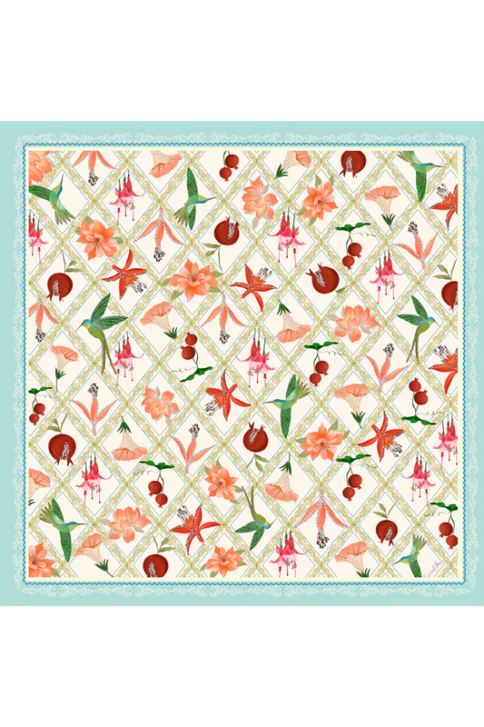 Lenço Sonho Florido em cetim de poliéster | 70x70cm